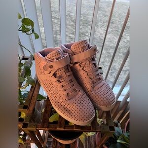 Fila Vulc 13 Hearts Pink Mid Plush High Top Sneakers